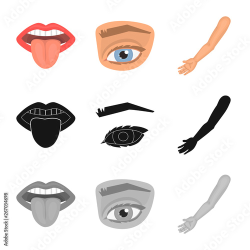 Vector design of body and part logo. Collection of body and anatomy stock symbol for web.