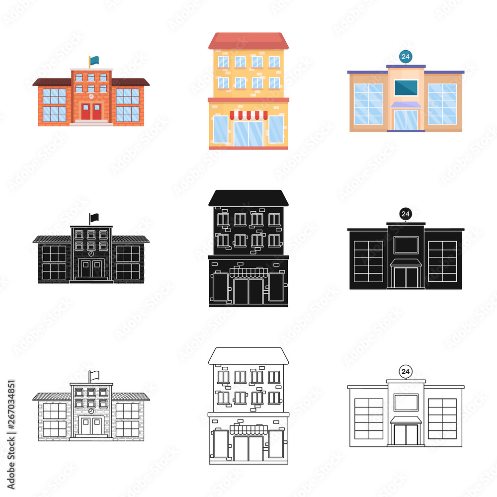 Vector design of municipal and center symbol. Set of municipal and estate   stock vector illustration.