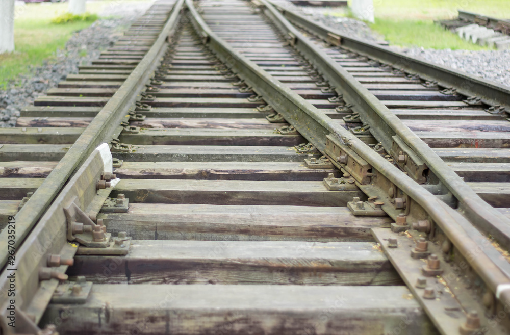 Rails and railway sleepers arrow