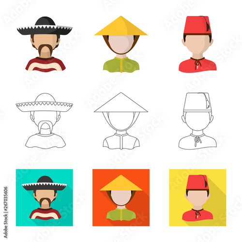 Isolated object of imitator and resident symbol. Set of imitator and culture stock vector illustration.