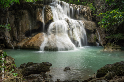 Huai Mae Khamin Waterfall In Kanchanaburi near Bangkok Thailand © akachai studio