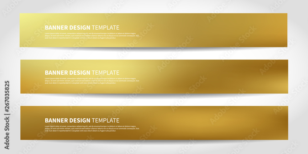 Vector banners with abstract gold background. Golden Website headers