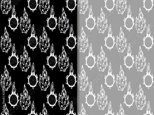 pitaya, pitahaya tropical fruit seamless pattern
