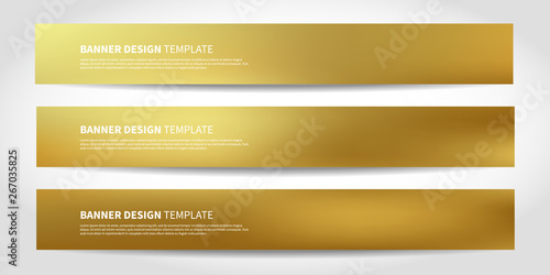 Vector banners with abstract gold background. Golden Website headers