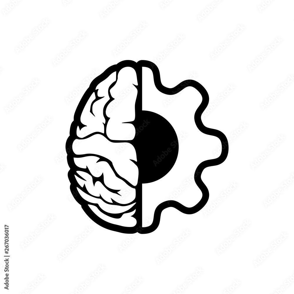 Brain and gear cog logo icon