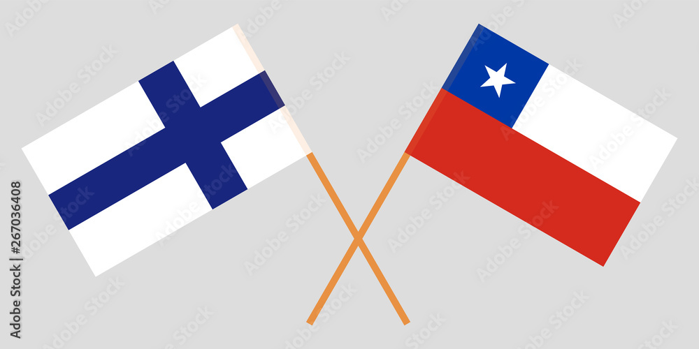 Chile and Finland. The Chilean and Finnish flags. Official colors. Correct proportion. Vecto