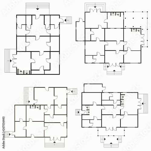 Architectural blueprint in top view background. Vector technical project background illustration