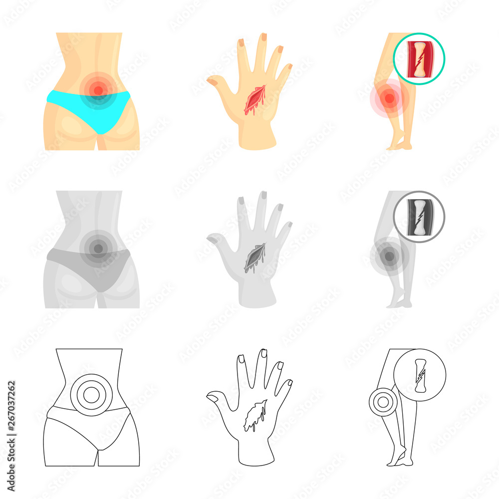 Fototapeta premium Vector design of hospital and rendering icon. Set of hospital and help stock vector illustration.