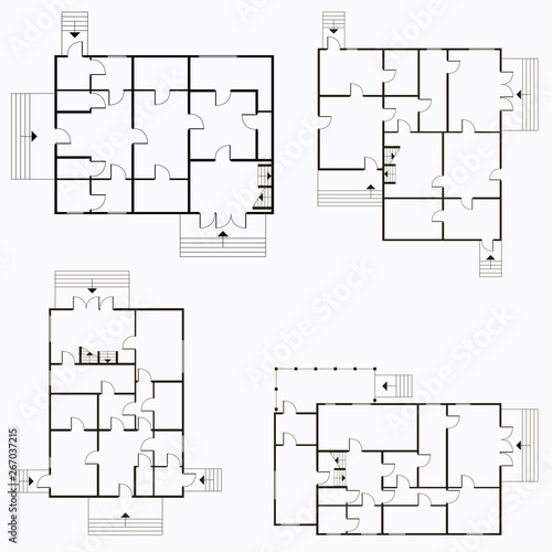 Architectural blueprint in top view background. Vector technical project background illustration