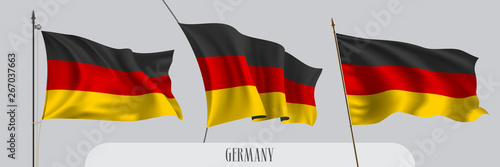 Set of Germany waving flag on isolated background vector illustration