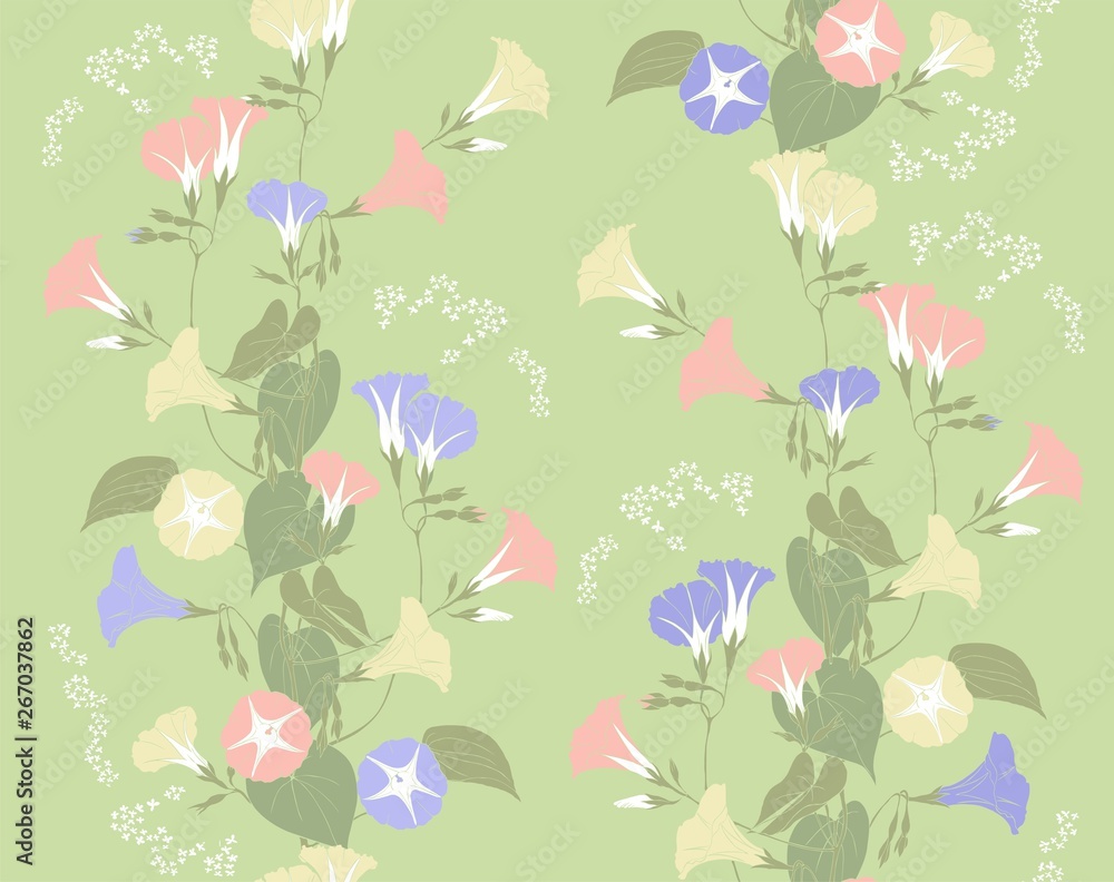 Floral seamless pattern for printing on textiles . The ornament has 6 colors.