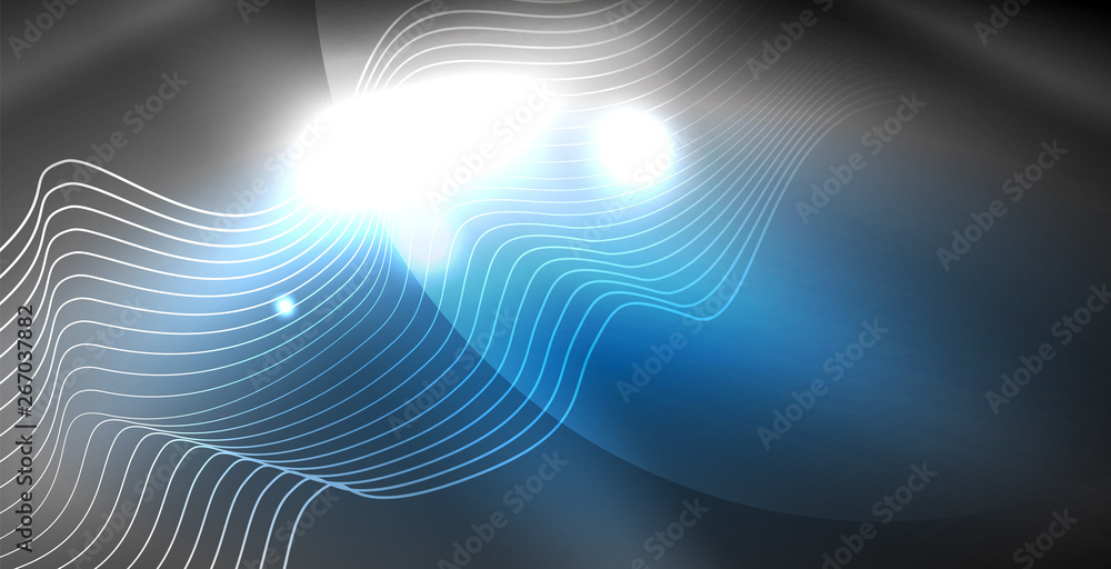 Glossy shiny glowing neon waves Glossy shiny glowing neon waves