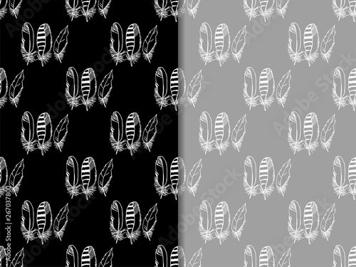 Принти на полотні Mockingjay feather seamless pattern hand drawn sketch