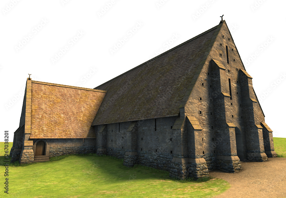 3D Rendered Tithe Barn on White Background - 3D Illustration 3D Rendered Tithe Barn on White Background - 3D Illustration