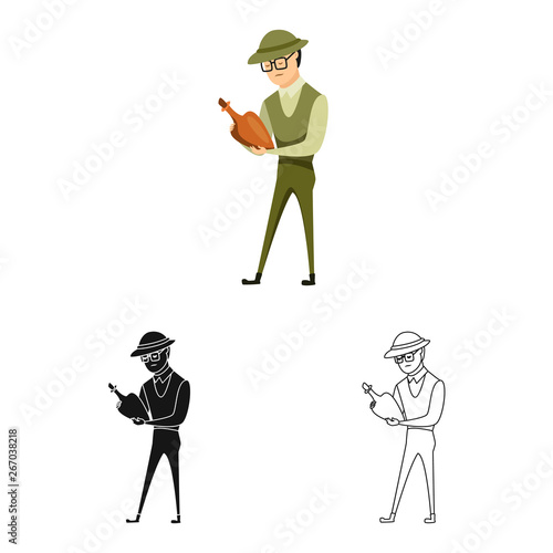 Vector design of archaeologist  and human logo. Set of archaeologist  and seeker  stock symbol for web.