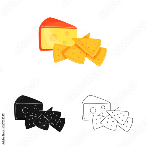 Vector design of cracker and appetizer  symbol. Collection of cracker and lactic stock symbol for web.