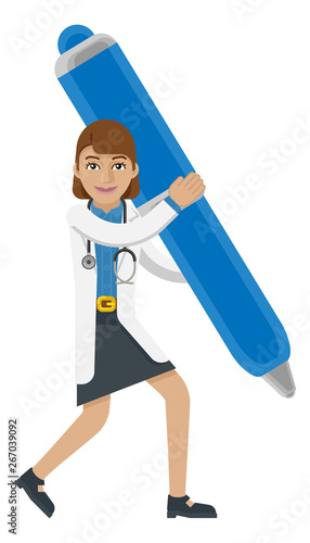 A doctor cartoon character ...