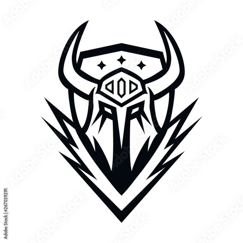 devil knight horn line art design illusration concept