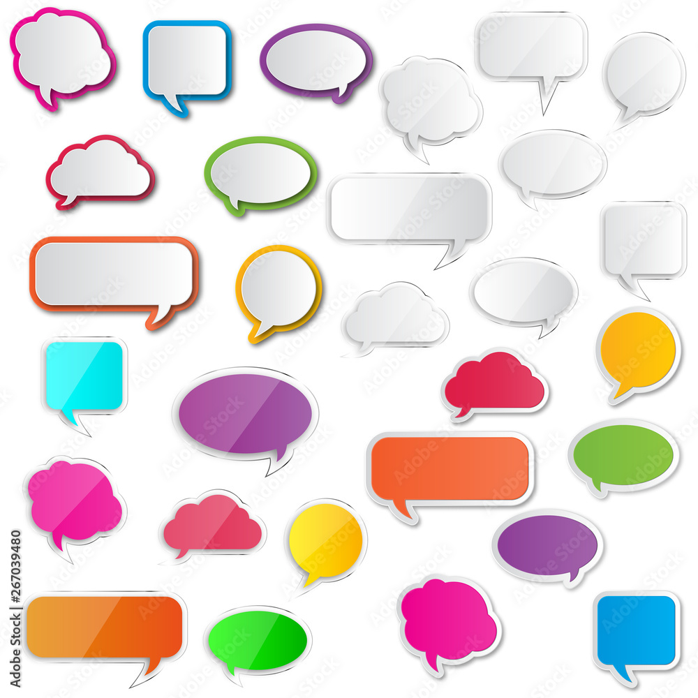 Collection blank empty white and color speech bubbles. Vector illustration. Collection blank empty white and color speech bubbles. Vector illustration.