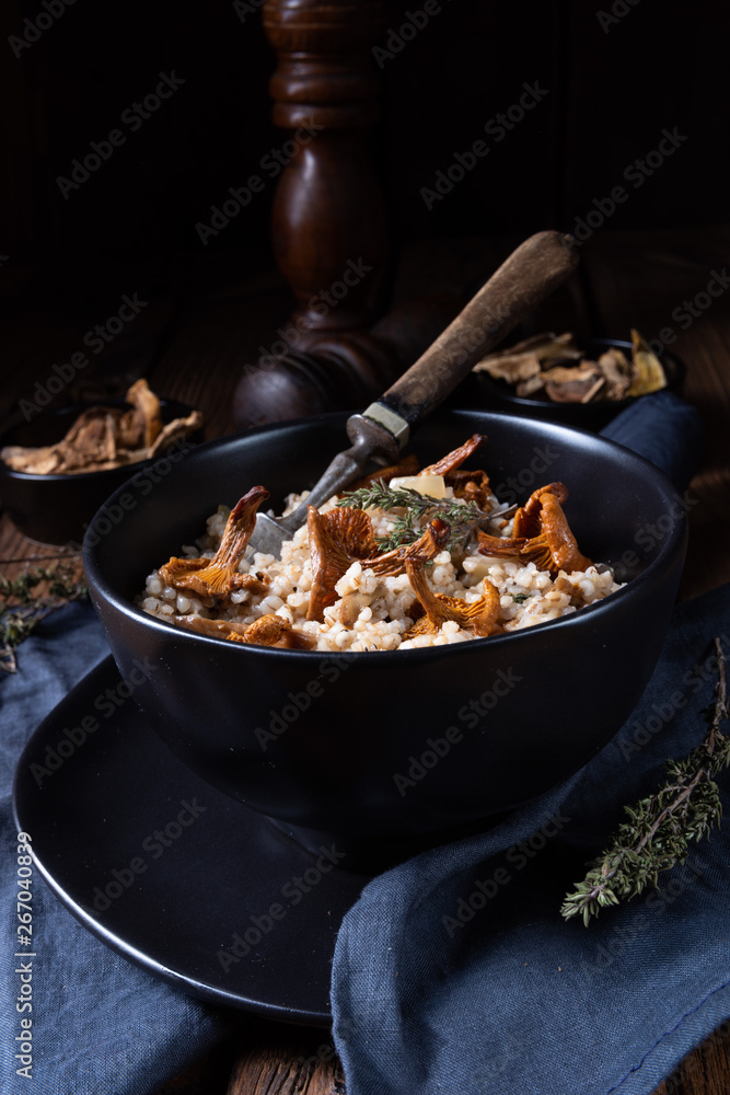 Kaszotto- polish risotto from barley groats with mushrooms Kaszotto- polish risotto from barley groats with mushrooms