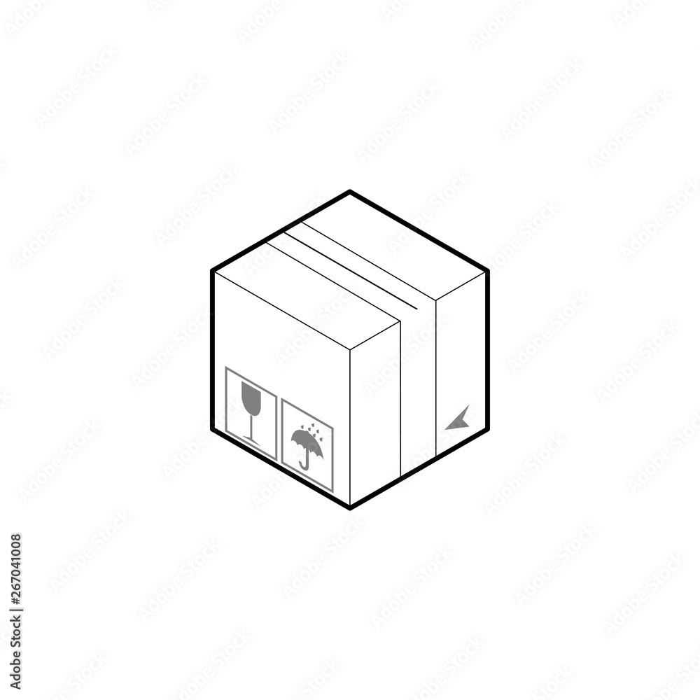 Cardboard box icon. Isometric outline vector isolated on white background. Cardboard box icon. Isometric outline vector isolated on white background.