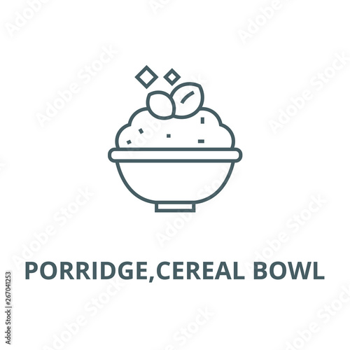 Porridge,cereal bowl vector line icon, outline concept, linear sign