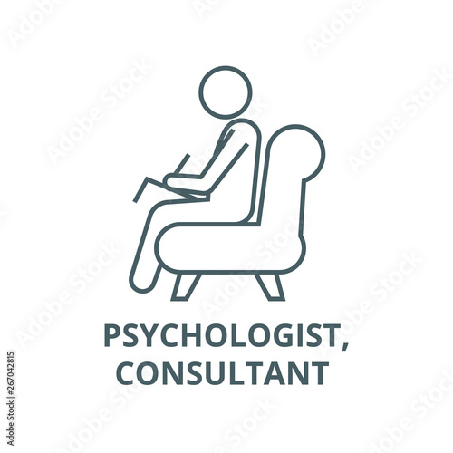 Psychologist,consultant  vector line icon, outline concept, linear sign