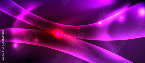 Neon color wave lines abstract background, magic techno futuristic light