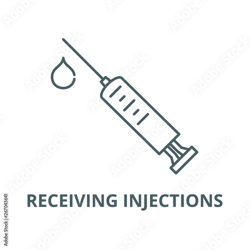 Receiving injections vector line icon, outline concept, linear sign