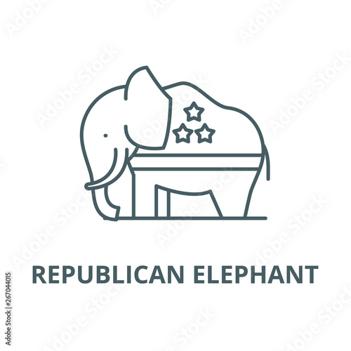 Republican elephant vector line icon, outline concept, linear sign