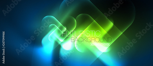 Blue neon round shapes techno background