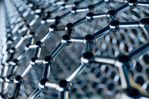 Fototapeta Naklejka Na Ścianę i Meble -  Graphene molecular nano technology structure on a blue background - 3d rendering