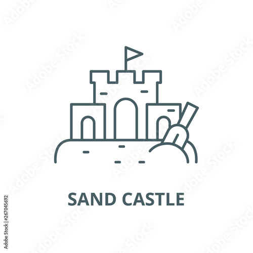 Sand castle vector line icon, outline concept, linear sign
