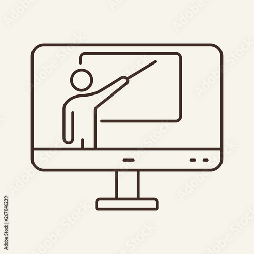 Online teacher line icon