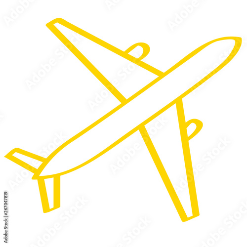 Handgezeichnetes Flugzeug in gelb