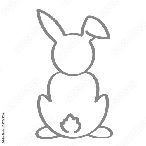 Handgezeichneter Hase von hinten in grau