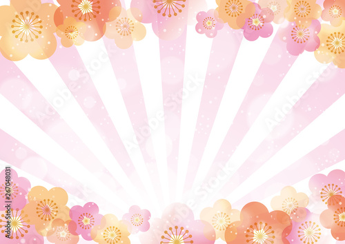 梅　花　和風　フレーム　ピンク