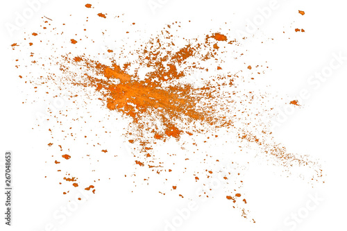Beautiful stain of paint on a white background. Abstract drawing, blot. Colorful dust explode.