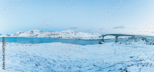 Magnificent panorama of winter on the Lofoten Islands in Norway