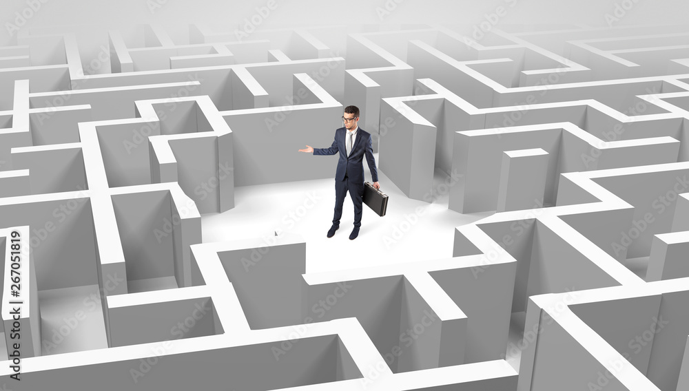 Young businessman standing in a middle of a 3D maze
Young businessman standing in a middle of a 3D maze