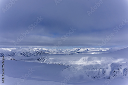view from "Trollsteinen", a famous mountain overlooking Longyearbyen in Svalbard