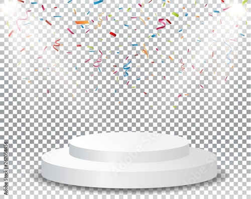 winner podium with Gold confetti celebration on transparent background