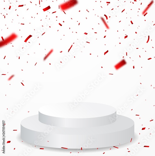 winner podium with red confetti celebration on transparent background