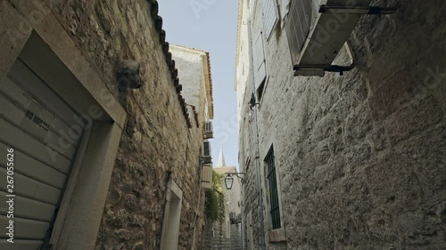 Picturesque narrow street in Budva. Budva among the oldest urban settlements of the Adriatic coast, a UNESCO World Heritage Site.