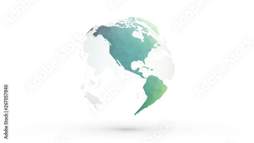 abstract model of planet earth with geometric green texture motion background infinite loop