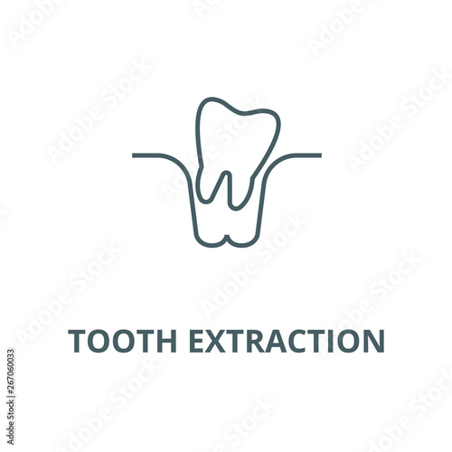 Tooth extraction vector line icon, outline concept, linear sign