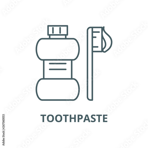 Toothpaste for fluoridation vector line icon, outline concept, linear sign