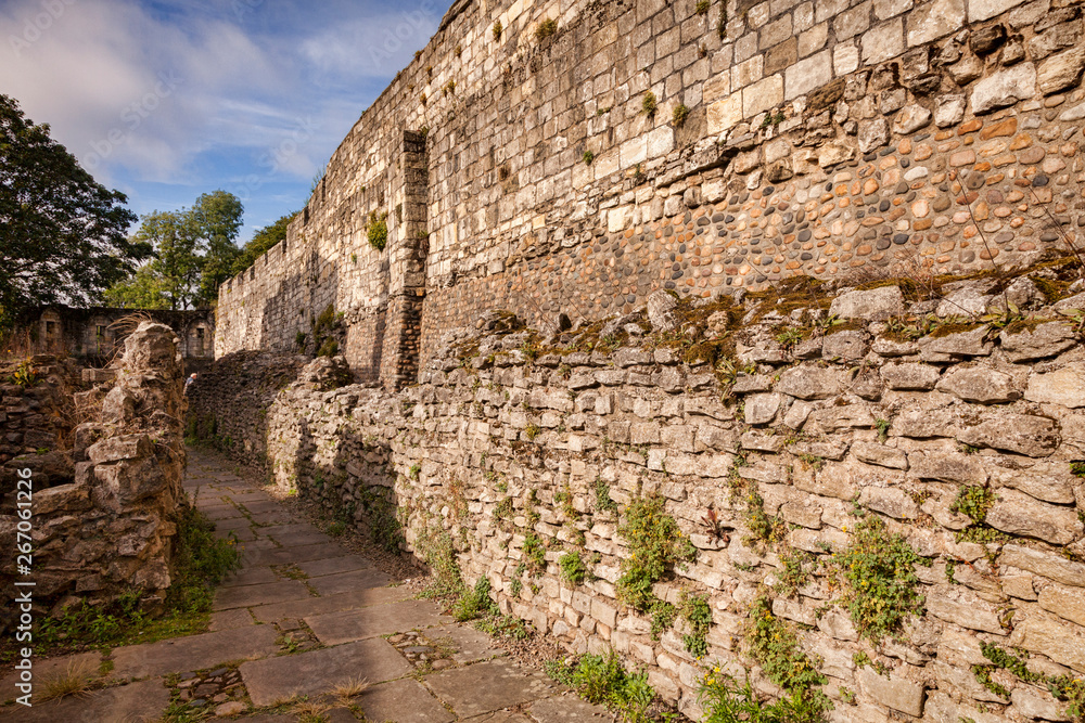 The oldest part of York City Walls, Built around 200AD, North Yorkshire, England, UK