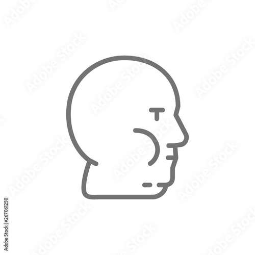 Fat face, obesity, adiposity line icon.