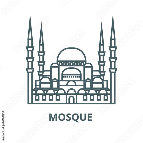 Turkish mosque  vector line icon, outline concept, linear sign